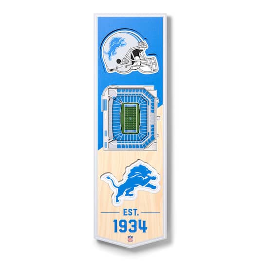 Football Fan Shop Officially Licensed NFL 6" x 19" 3-D Stadium Banner - Detroit Lions